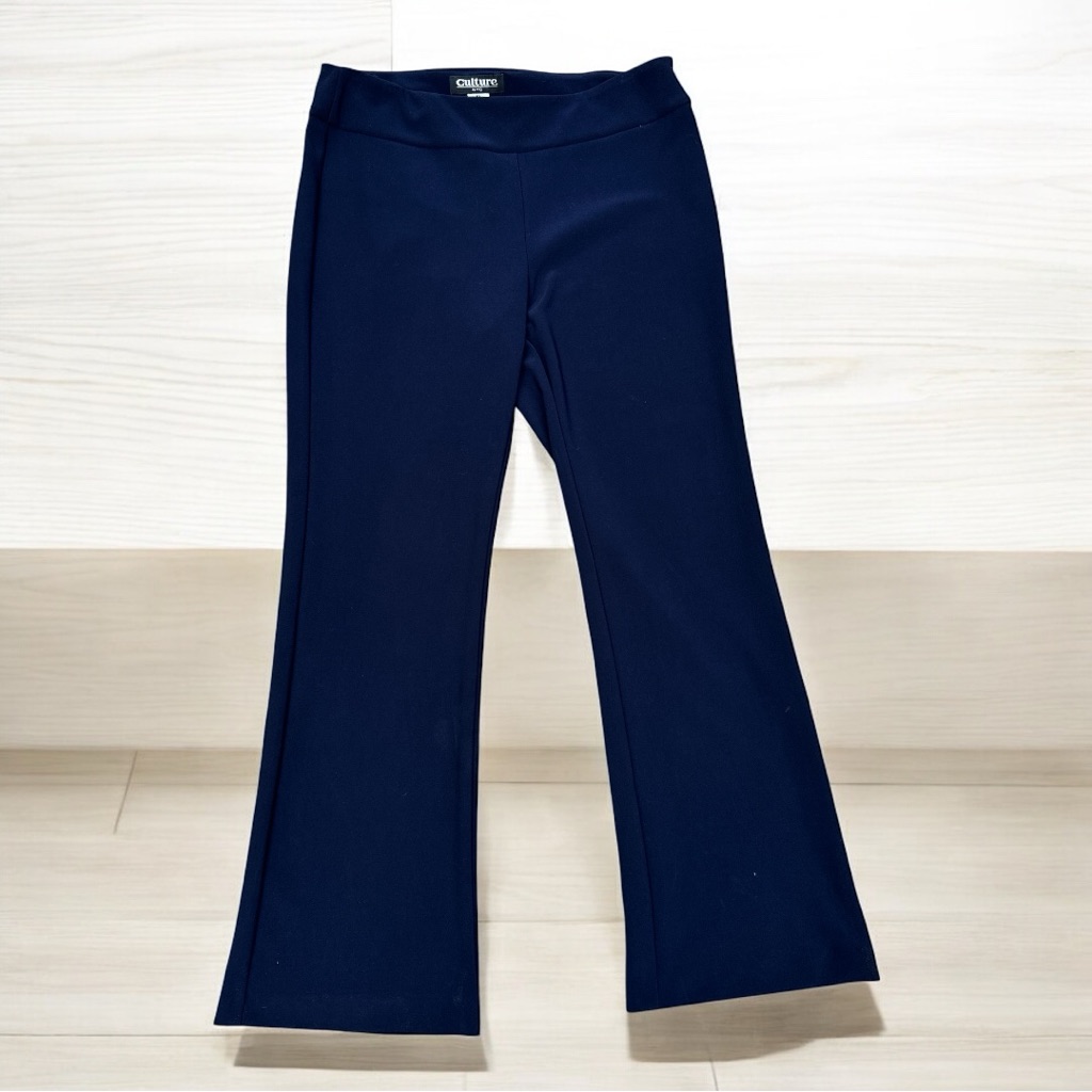 Culture Nyc Navy Flare Stretch Pants